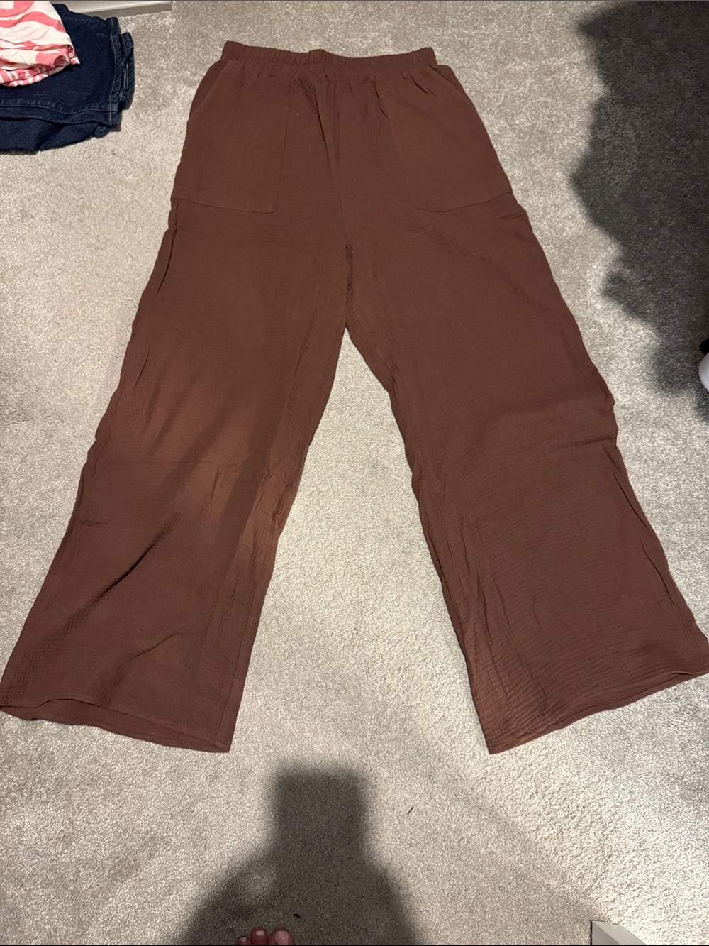 Zenana Outfitters Wide-Leg Brown Pull-On Pants
